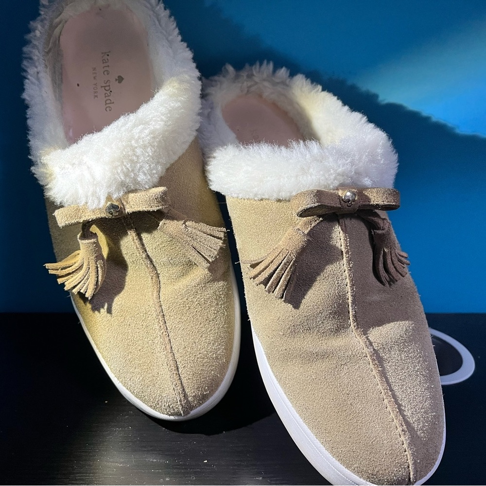 Kate Spade Limon Suede & Sheep Fur Mules